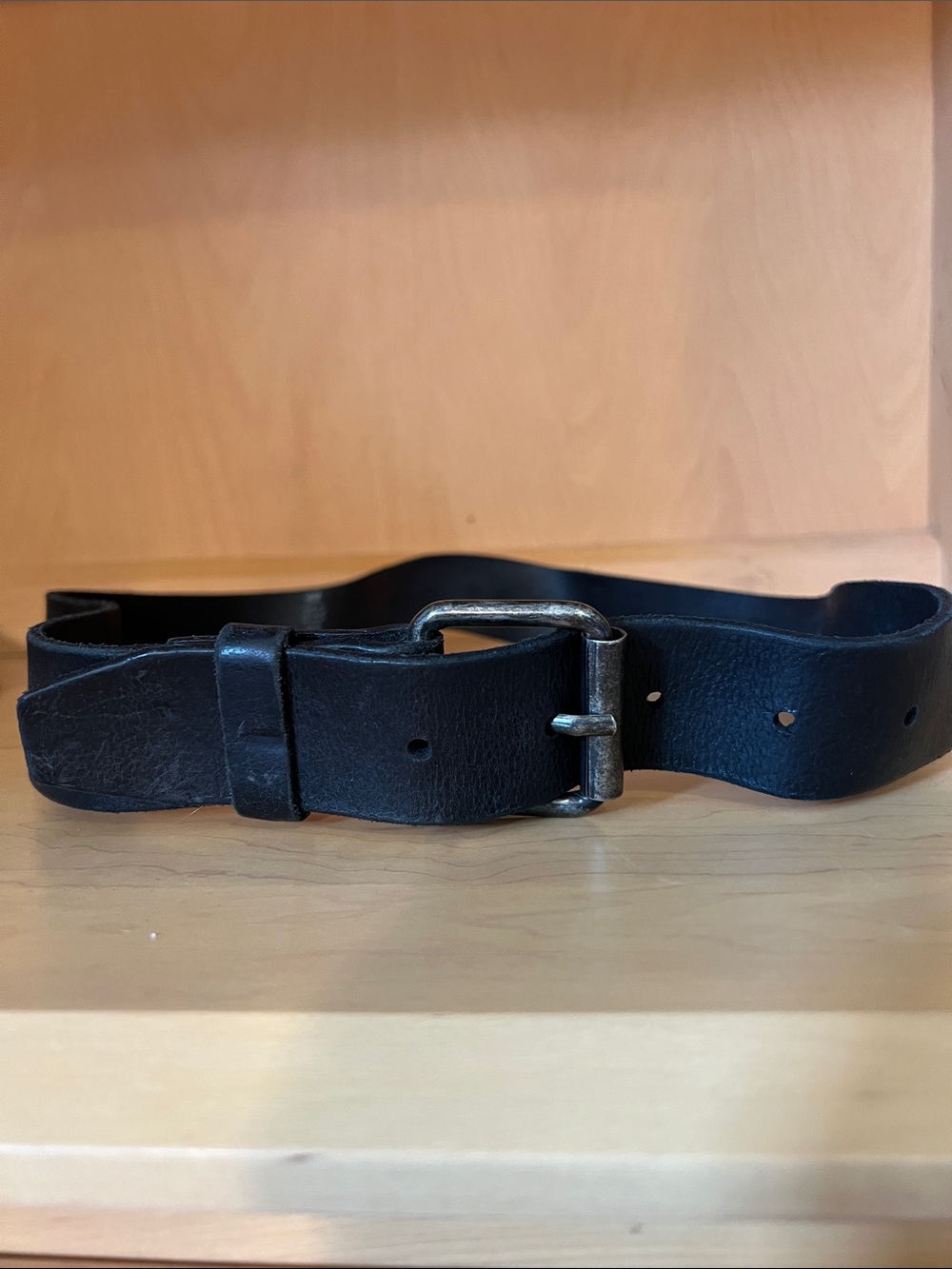 H&M Black Belt with Aged Metal Buckle